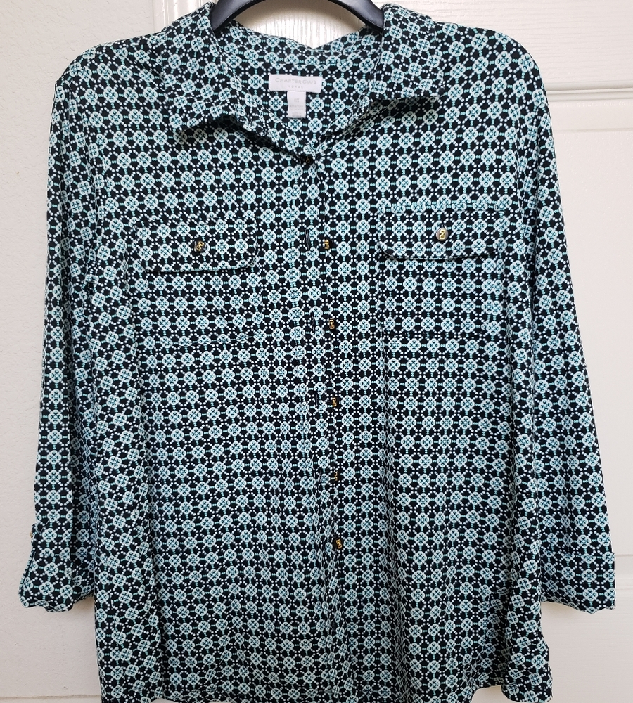 Charter Club Woman Button Long Sleeve Top